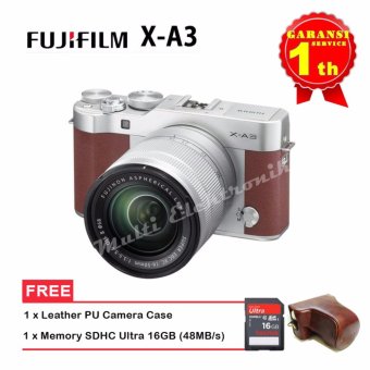 Fujifilm X-A3 Kit Lens 16-50mm Kamera Mirrorless - Brown + Memory SDHC 16GB + PU Leather Case Camera