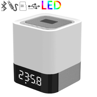 DY28 Portable Wireless Bluetooth Speaker Handsfree Call Time Alarm Mode LED Shinning (White)
