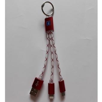 YM Kabel Data Powerbank 3in1 Model Keychain / Gantungan Kunci - Merah (Red)