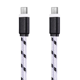 TimeZone 2M Type C To Type C Nylon Braided USB 3.1 Type-C TransferData Sync Line Charging Cable (White) - intl