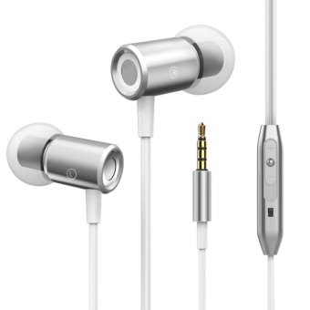Stereo Super Bass In-Ear Headset with Handsfree Microphone (Silver) - intl