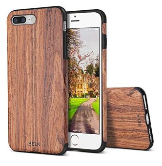 iPhone 7 Plus Case, BELK [Air To Beat] Non Slip Soft Wood Slim Bumper, Scratch Resistant Grip Ultra Light TPU Snap Back Cover with Rubber Corner for Apple iPhone 7 Plus - Cherry - intl