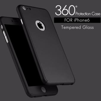 Hardcase Case 360 Iphone 6+/6 Plus Casing Full Body Cover - Hitam + Free Tempered Glass