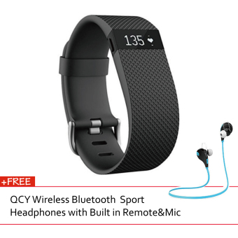 Fitbit Charge HR Wireless Activity + Sleep Wristband Small Black(FREE QCY wireless bluetooth headphones Blue)