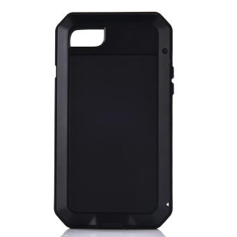 Protective Metal Silica Gel Tempered Glass Splashproof Dustproof Shockproof Case Skin Cover for iPhone 7 Black - intl