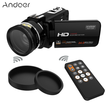 Andoer HDV-Z20 Portable 1080P Full HD Digital Video Camera with 37mm 0.45? Wide Angle Lens Max 24 Mega Pixels 16? Digital Zoom Camcorder 3.0\" Rotatable LCD Touchscreen with Remote Control Support WiFi Connection Unique Hot Shoe Design Outdoorfree -...