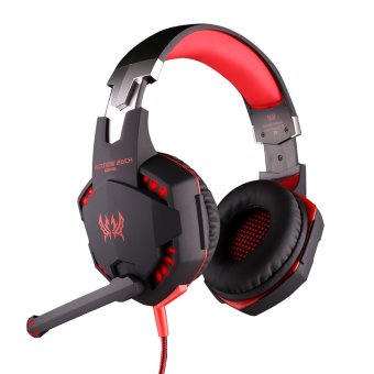 JIANGYUYAN EACH G2100 Vibration Function Professional PC Laptop Gaming Headphone Game Headset with Mic Stereo Bass LED Light (Black Red)