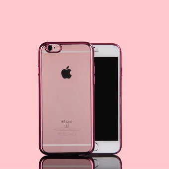 Ultra Tipis kasus untuk transparansi telepon elektroplating tepi iPhone 7 Plus (Berwarna Merah Muda)