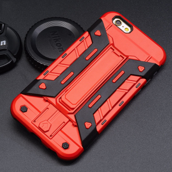 PC+ TPU Heavy Duty Armor Shockproof Hard Silicone Phone Case with Stand for Apple iPhone 6 plus/6s Plus (Red/Black)