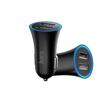 Hoco UC202 Dual USB Car Charger 2.4A for Smartphone - Hitam