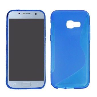 Solid Color TPU S-shaped Texture Protective Protector Case Cover Skin for Samsung Galaxy A5 2017 Blue - intl
