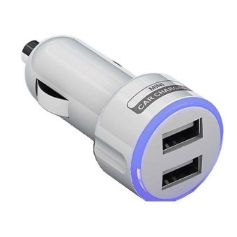 Universal Dual USB Car Charger iPhone, iPod, HTC with Light Ring - SP009 - Hitam
