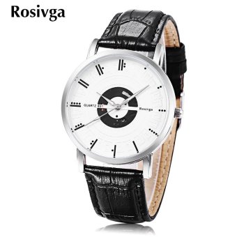 S&L Rosivga 831 Unisex Quartz Watch Water Resistance Leather Band Luminous Pointer Wristwatch (Black) - intl