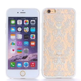For Apple iPhone 6 4.7 inch Case Moonmini Elegant Frosted Back with Embossed Flower Design Hard Hybrid Case - White - intl