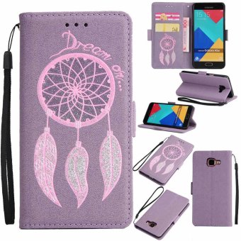 Premium Embossed Wind Chimes PU Leather Wallet Folio Flip Cases with Detachable Wrist Strap Card Slots Kickstand Function Cover Case for Samsung Galaxy A710 / A7 2016 - intl