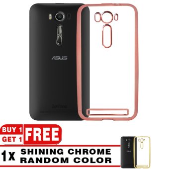 BUY 1 GET 1 | Softcase Silicon Jelly Case List Shining Chrome for Asus Zenfone 2 Laser ZE500KL - Rose Gold + Free Softcase List Chrome Random Color