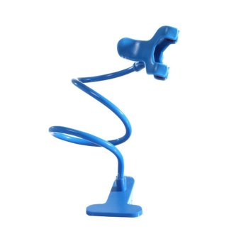 Universal Lazy Android Mobile Phone Clip Holder GPS Desk Bed Stand Bracket 360 Rotating Mount for iPhone (Dark Blue)
