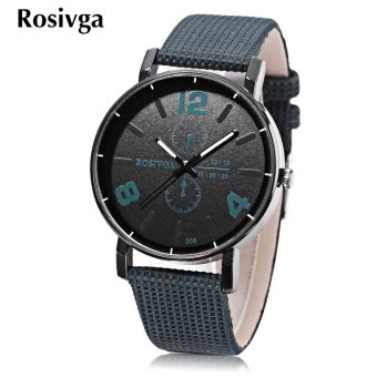 S&L Rosivga 308 Unisex Quartz Watch Leather Band Luminous Pointer Decorative Sub-dial Wristwatch (Black) - intl