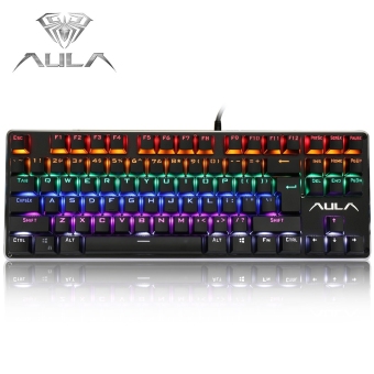 AULA F2012 Professional Blue Axis USB Wired Mechanical Gaming Keyboard with Backlight (Black) - intl