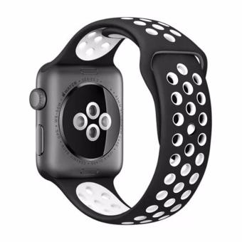 Bandmax Apple Watch Sport Band Lightweight Comfortable TPU Replacement Strap for Apple Watch Series 1/ Series 2 38MM Sport Accessories (Black/White) - intl