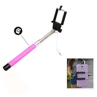 Vococal Cable Take Pole Mobile Cell Phone Extendable Wired Selfie Handheld Stick Monopod For Android iPhone 6 Plus 5S 5 Pink