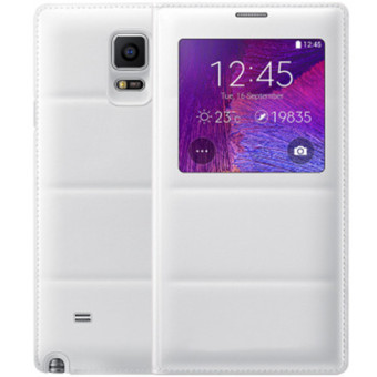 Smart View Auto Sleep Wake Shell with Original Chip Battery Bag Leather Case Flip Cover for Samsung Galaxy Note 4 N9100 (White) 