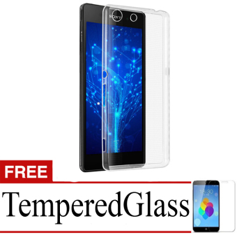 Case Ultrathin Soft Case for Sony Xperia M5 - Abu-abu Clear + Gratis Tempered Glass
