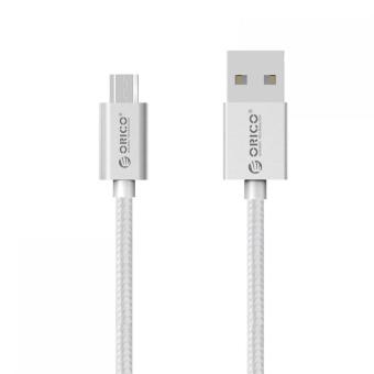 Orico Strong Nylon Braided Micro USB Charging Data Cable for Smartphone - Silver