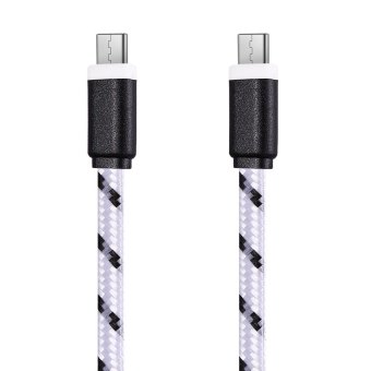 TimeZone 2M Type C To Type C Nylon Braided USB 3.1 Type-C Transfer Data Sync Line Charging Cable (White)