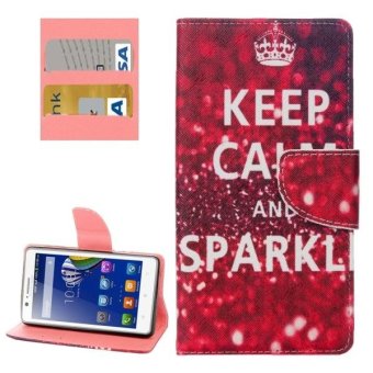 For Lenovo A536 KEEP CALM And SPARKLE Words Pattern Horizontal Flip Leather Case With Holder and Card Slots and Wallet - intl