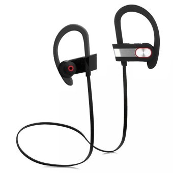 Brand New Fashion Sport Bluetooth Headphones Q7 Waterproof Sweatproof Sport Ear Hook Earphone HiFi Headset Neckband(Black silver) - intl