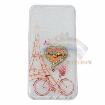 Rainbow Oppo A39 Softshell Animasi Paint Girly + Pearl Phone Holder Ring / Case Flower / Case Beauty / Softshell Lukisan / Soft Case Drawing / Softcase Ring / Casing Motif Oppo - Sepeda Paris + Holder Love
