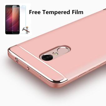 4ever 1pcs Hard Shockproof PC 3 in 1 Hyprid Phone Case with Screen Protective Tempered Glass Film for Xiaomi Redmi Note 4 (Pink) - intl