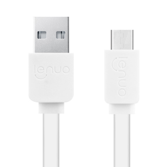 Lenuo 3.3ft/1M 2.4A Soft TPE Material Flat Noodle Micro USB 2.0 Charging and Sync Cable for Samsung Xiaomi Huawei HTC Motorola Nokia (White)