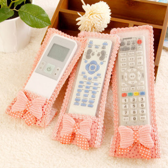 4ever 2pcs Bowknot Dustproof TV Air Condition Remote Control Case Protective Cover (Pink)
