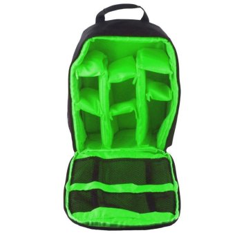 LALANG Digital DSLR Camera Video Bag Small SLR Camera Bag Backpack (Black/Green) - Intl
