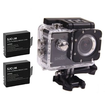 SJCAM Original SJ4000 WiFi Version Full HD 1080P 12MP DivingBicycle Action Camera 30m Waterproof Car DVR Sports DV withWaterproof Case (Black)+Extra 2 Batteries