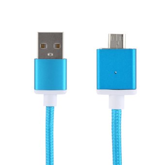 VAKIND 1 m dikepang Micro USB kabel pengisian magnetik untuk Android Phone/Tablet (biru)