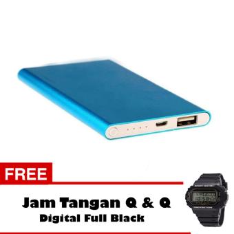 Powerbank Ultra Slim 99000MAh Aluminium Case - Biru + Free Jam Tangan Q & Q
