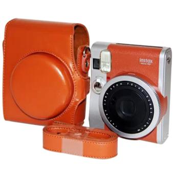 Brown PU Leather Case Cover Set For Fuji Fujifilm Instax Mini 90 Digital Camera Bag Case With Strap