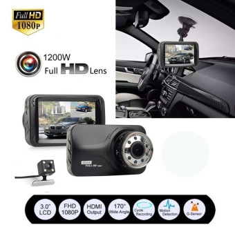 3inch Full HD 1080P Car DVR CCTV Dash Double Camera G-sensor WDR Recorder - intl