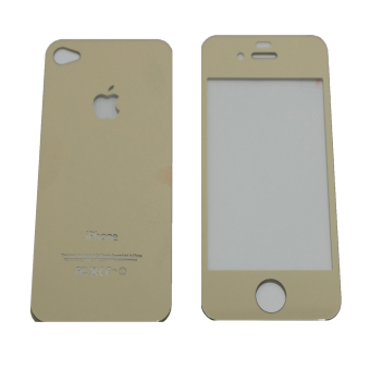 Rainbow Tempered Glass 2in1 Mirror Glossy For Apple iPhone 4G/4S Screen Protector / Pelindung layar Model Cermin - Gold