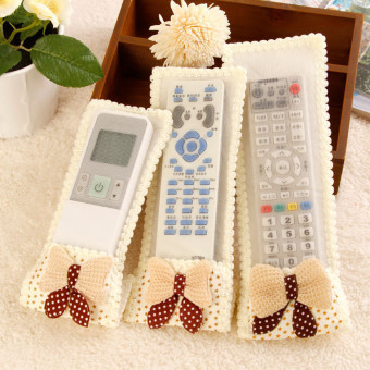 4ever 2pcs Bowknot Dustproof TV Air Condition Remote Control Case Protective Cover (Beige)