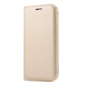 Leather Flip Cover dor Samsung Galaxy S7 Edge (Gold) - intl