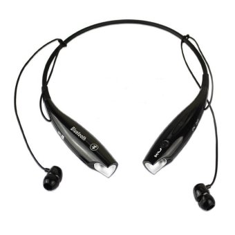 Bluetooth Stereo Headset Two Channel MP3 Music Headphone - Hitam