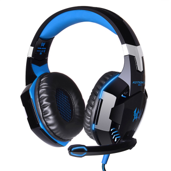 KOTION EACH G2000 Over-ear Game Headset Earphone Headband w/ Mic Stereo Bass LED Light for PC - Blue
