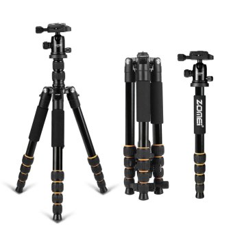 ZOMEI Q666 Magnesium Alloy with Compact Ball Head Quick Release Plate Camera Tripod / Monopod with Carry Bag for Canon,Sony, Nikon and Universal Camare Black Color - intl