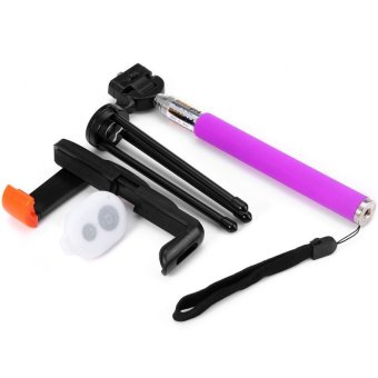 TimeZone 120cm Z07-9 Bluetooth Remote Control Selfie MonopodwithCamera Shutter Clip Holder and Tripod for iPhone 6 / 6Plus(Purple) - intl