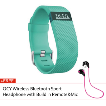 Fitbit Charge HR Wireless Activity + Sleep Wristband Large Teal(FREE QCY wireless bluetooth headphones Pink)