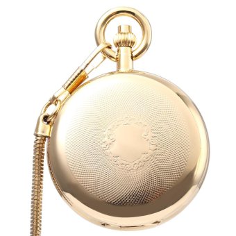 PC64 Antique Mechanical Hand Wind Pocket Watch Smooth Copper Surface Double Covers Wristwatch - intl